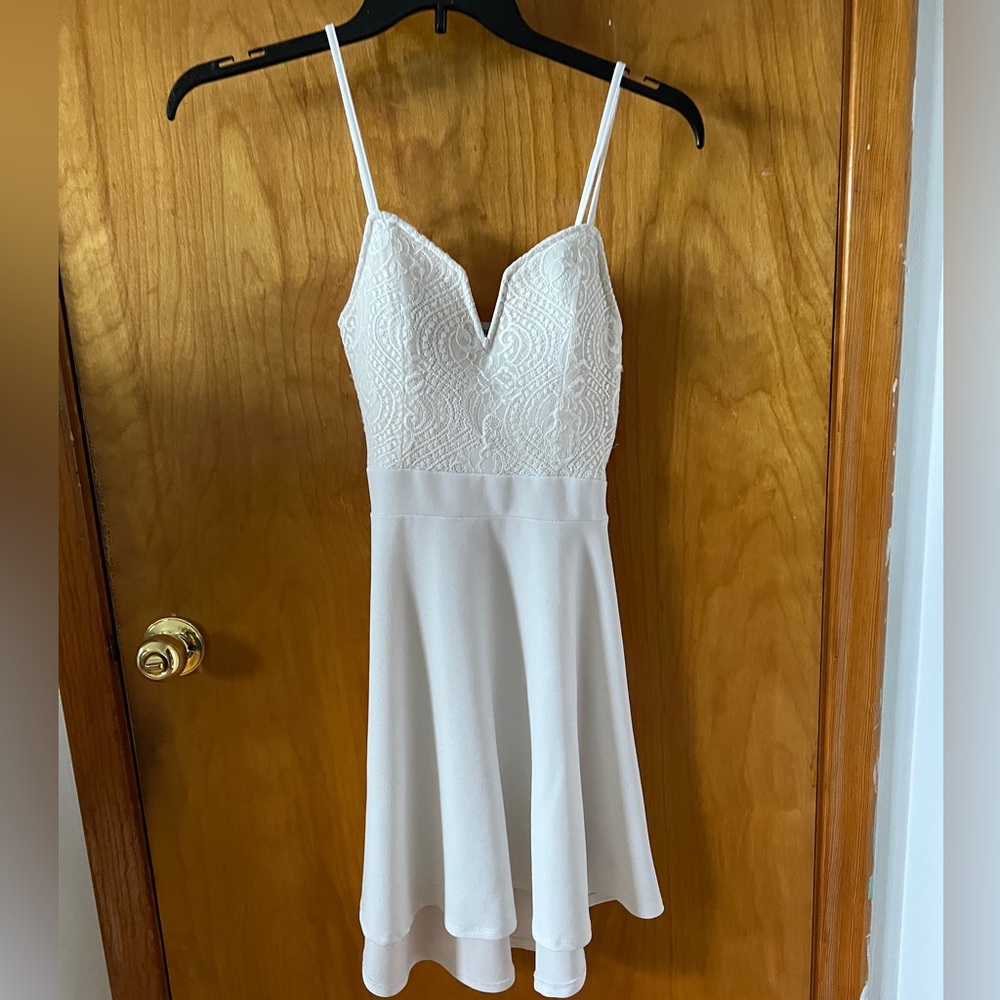White lace skater a line Strappy dress